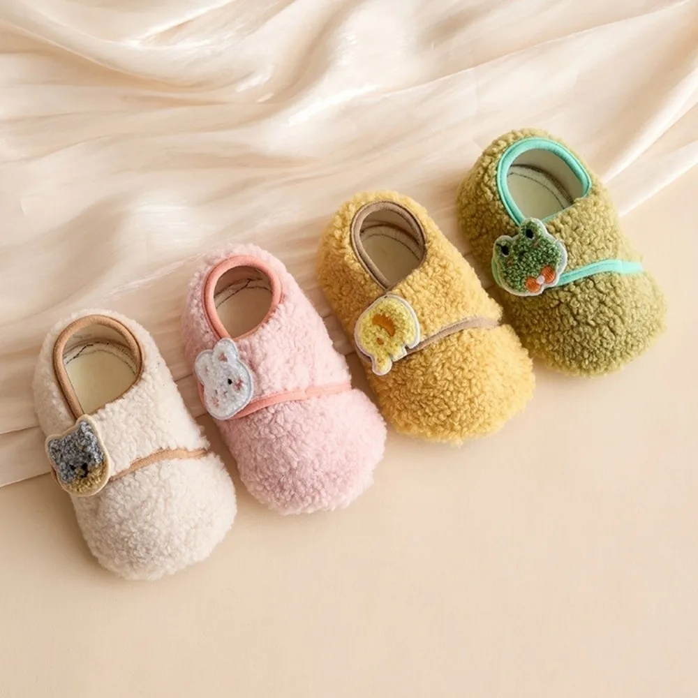Cartoon Baby Floor Socks Rabbit Cat Bear Adjustable Buckle Toddler Prewalkers Soft Sole Anti Skid Indoor Home Slippers Home Wear