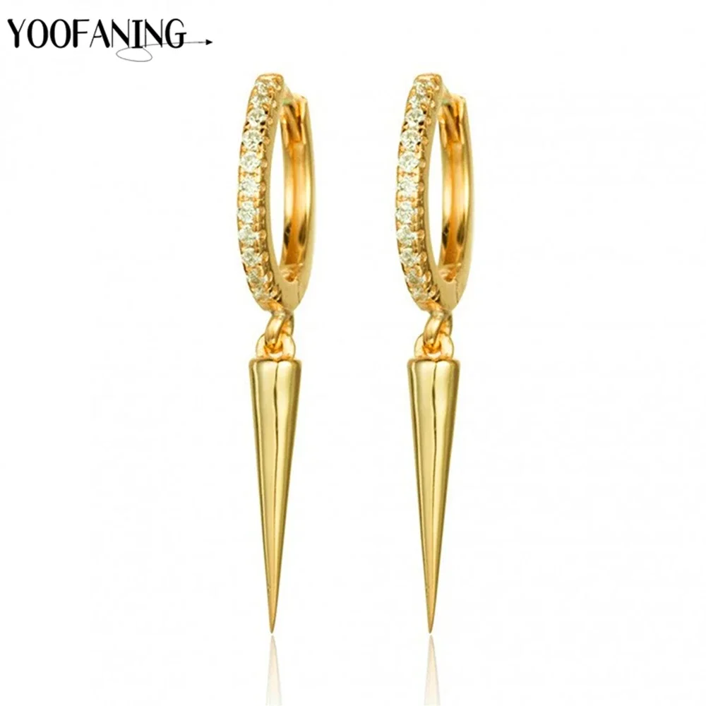 YUXINTOME 925 Sterling Silver Ear Needle Rivet Cone Buckle Piercing Huggie Hoop Earrings for Women Jewelry Accessories Earrings