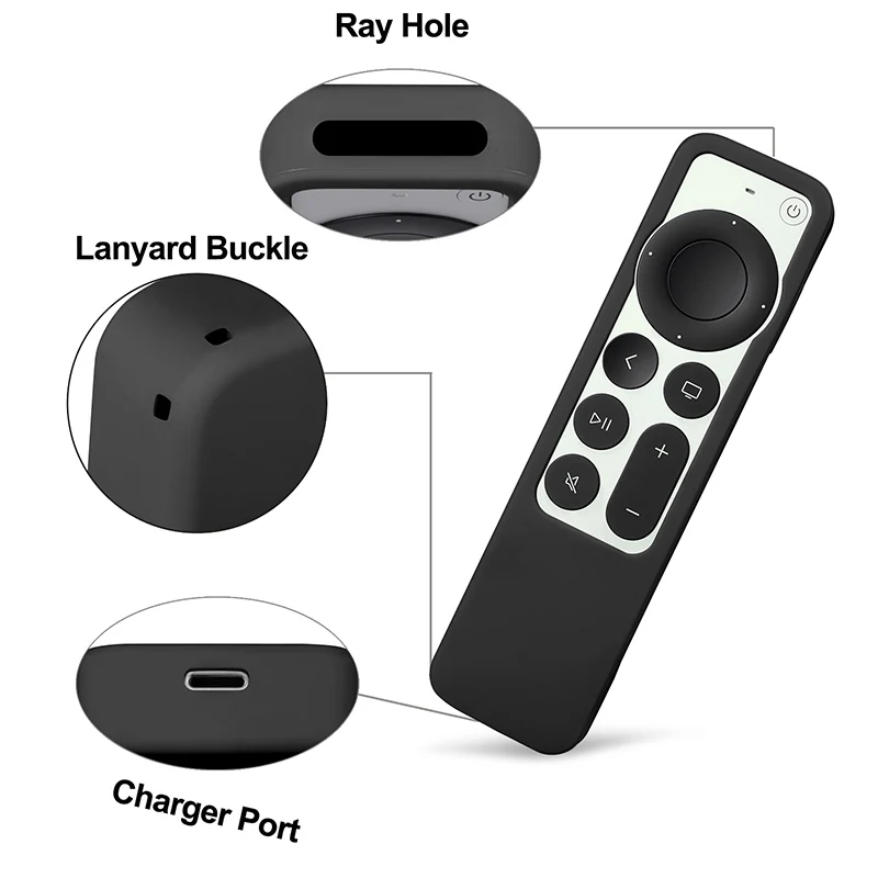 2024Anti-Lost Protective Case For Apple TV 4K 2nd Gen Siri Remote Control Anti-Slip Durable Anti-Slip Silicon Shockproof shell