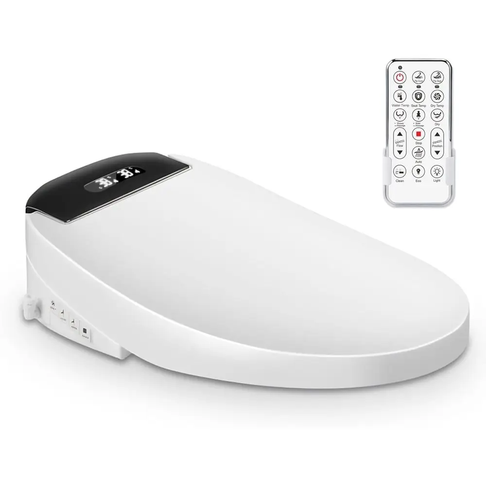 

Smart Toilet Seat Bidet with Slow Close Lid, Heated Seat, LCD, Adjustable Water Pressure & Temp, Dual Positions, Self-Cleaning N