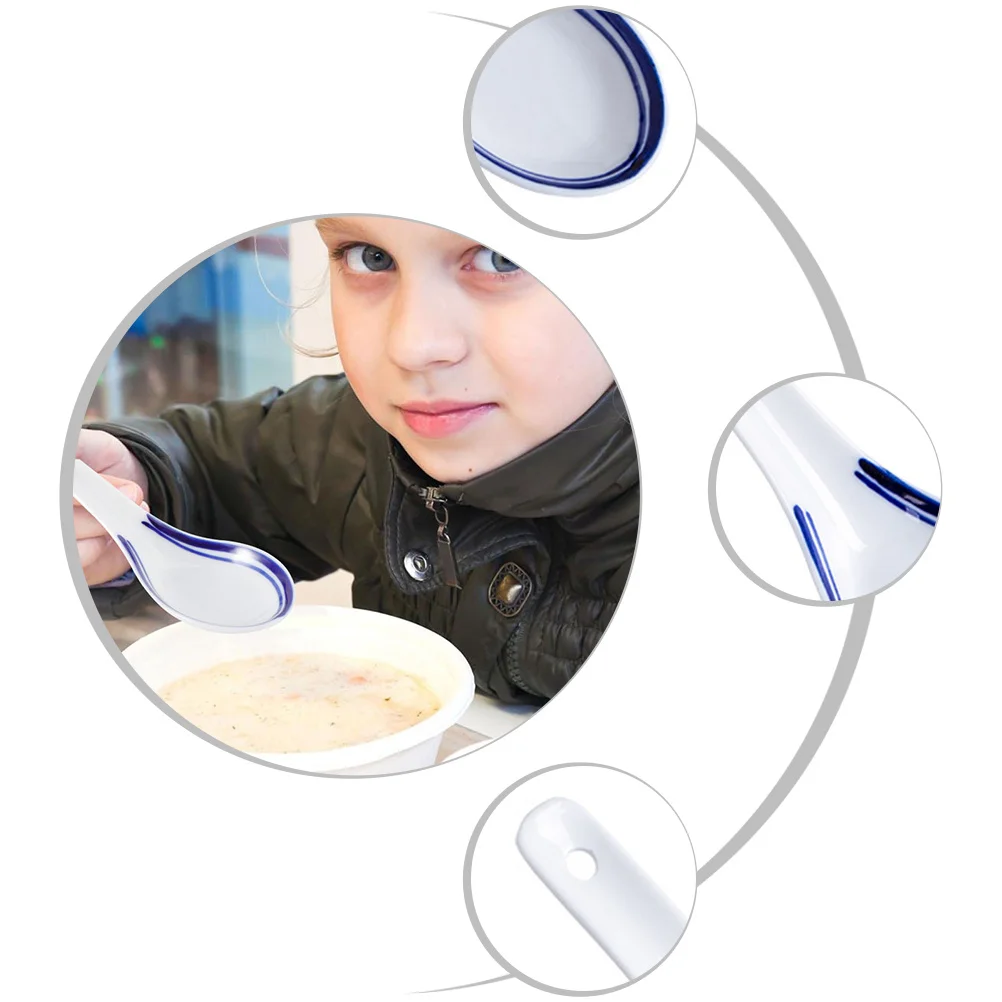 

4Pcs Ceramic Soup Spoons Blue and White Decorative Chinese Style Porridge Rice Spoons Useful Kitchenware Useful Ceramic Spoon