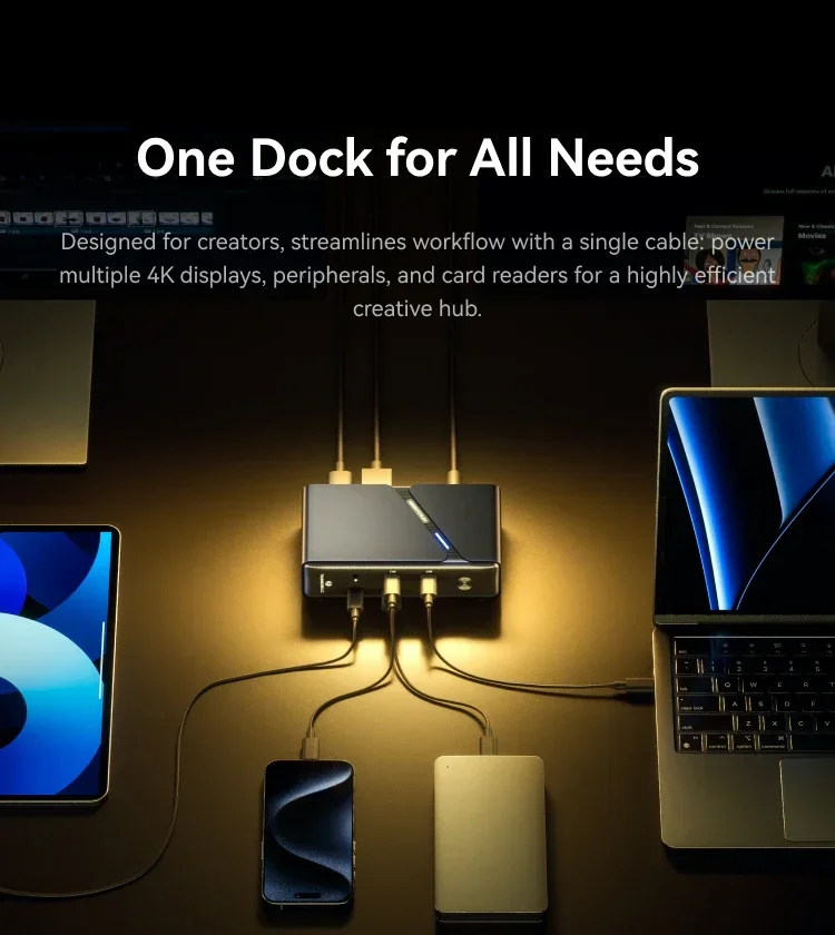 

Док-станция MINISFORUM T4B-01 12 в 1, 2,5G RJ45 LAN Thunderbolt ™ 4 док-станции для ноутбука WiFi7 BT5.4 4K HD с поддержкой нескольких дисплеев