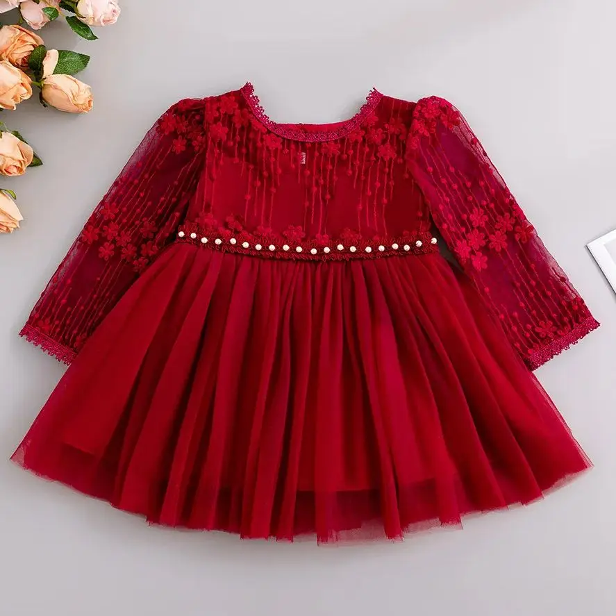 

Infant Girl Princess Dress Embroidery Christmas Baby Girls' Party Dresses Long Sleeve Kid Clothing