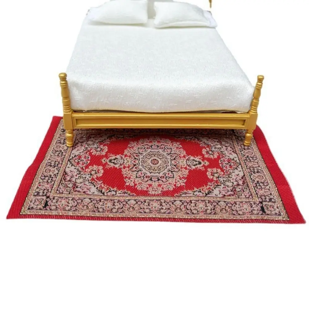 Coverings Floral Pattern Mat Model Crafts Dollhouse Carpet Simulation Weaving Rugs Dollhouse Furniture 1:12 Dollhouse Miniature