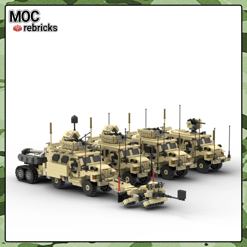 

MOC Military Series Building Block Model International-Navistar MaxxPro Dash DXM Army Off-road Vehicle Weapon DIY Children Toys