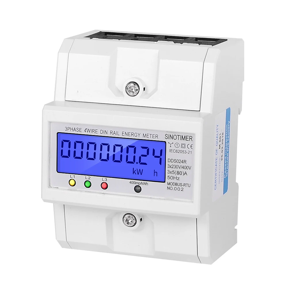 Excellent Quality 3 Phase 4 Wire Electronic Wattmeter Power 5-80A 380V AC 50Hz Backlight Consumption Energy Meter