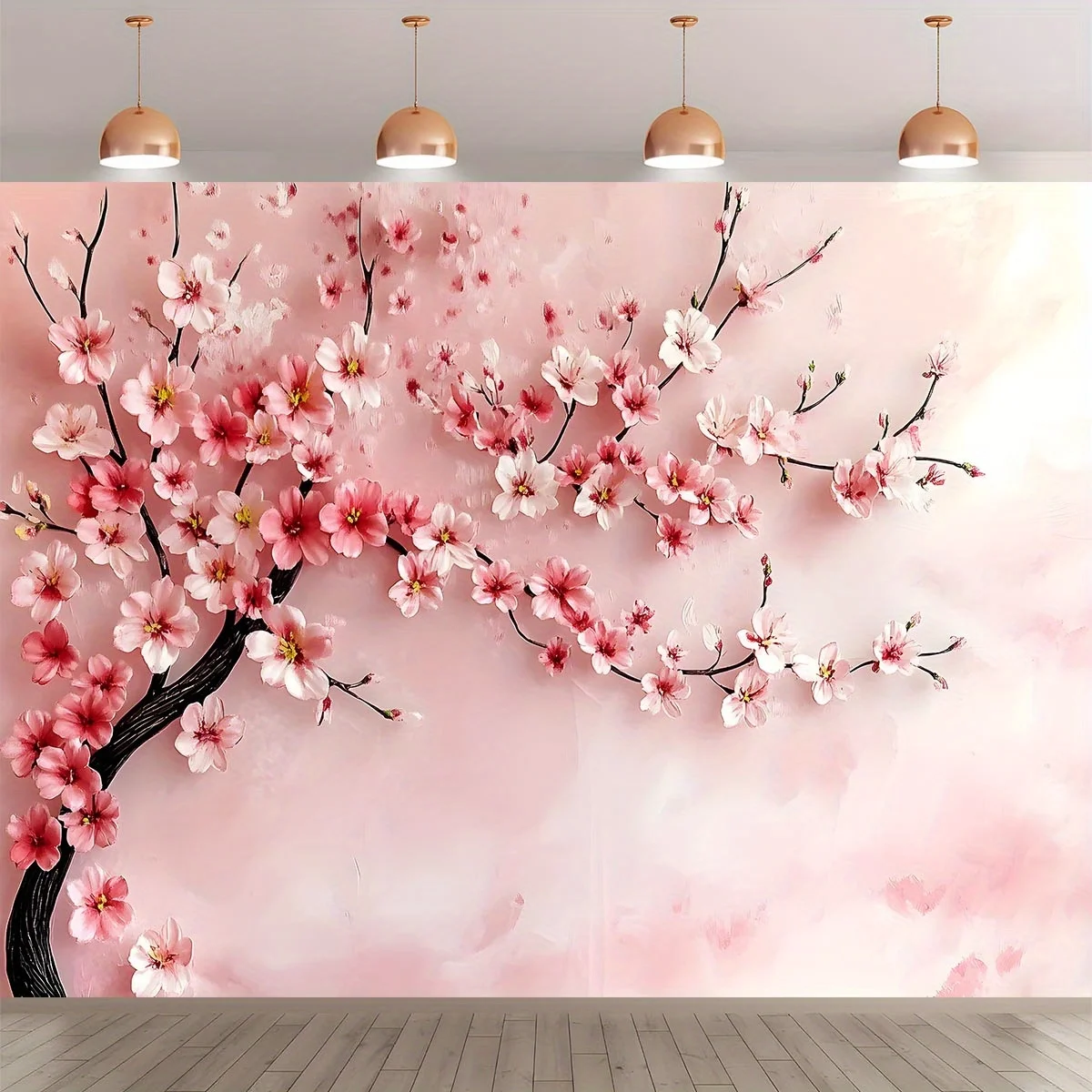 علم خلفية زهر الكرز واحد، ديكور حائط، مناسب للاستوديوهات وأعياد الميلاد والذكرى السنوية وحفلات الزفاف