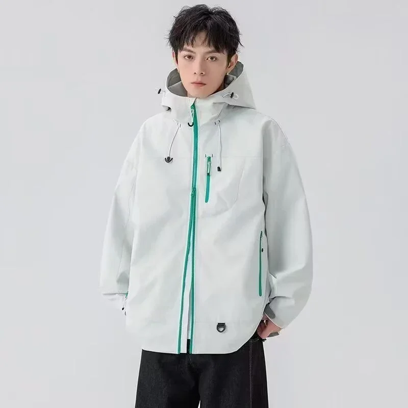 

6 Colors Outdoor Windbreaker Hooded Jacket Men Softshell Zip Up Windproof Waterproof Mountain Skiing Hiking Camping Men's Jacket