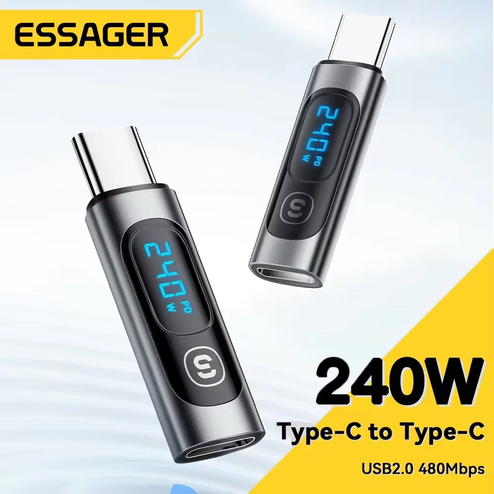 Essager 240W USB C Adapter Type C to USB C 3.0 2.0 OTG Connector Digital Display Data Adapter 100W For Macbook Pro Air Samsung