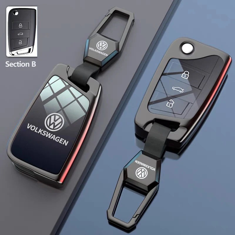 The mirror zinc alloy black key cover is a Volkswagen Magotan/ CC/Golf8 /MK4/premium key chain accessory