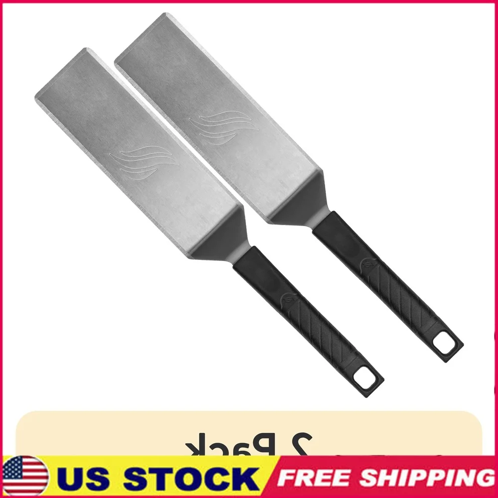 

2 Pack Stainless Steel Griddle Spatula 16 Inch Long Narrow Blade Heat Resistant Non Slip Handle Beveled Edge Easy Storage