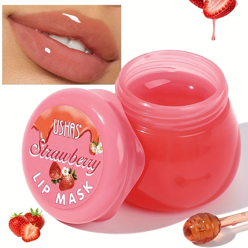 Hydrating Lip Mask With Aloe, Strawberry, Honey, And Grape - Moisturizing Lip Caring For Dry, Chapped Lips - Portable Lip Balm F