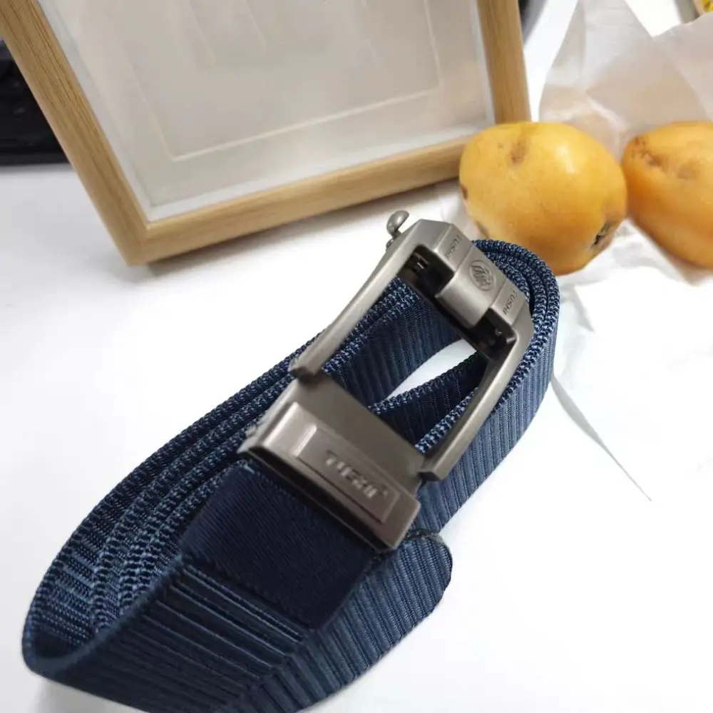 Fashion Retro Letter Men Nylon Alloy Belt Versatile Non-porous Pin Buckle Belt Thicken Classic Casual Belts Male