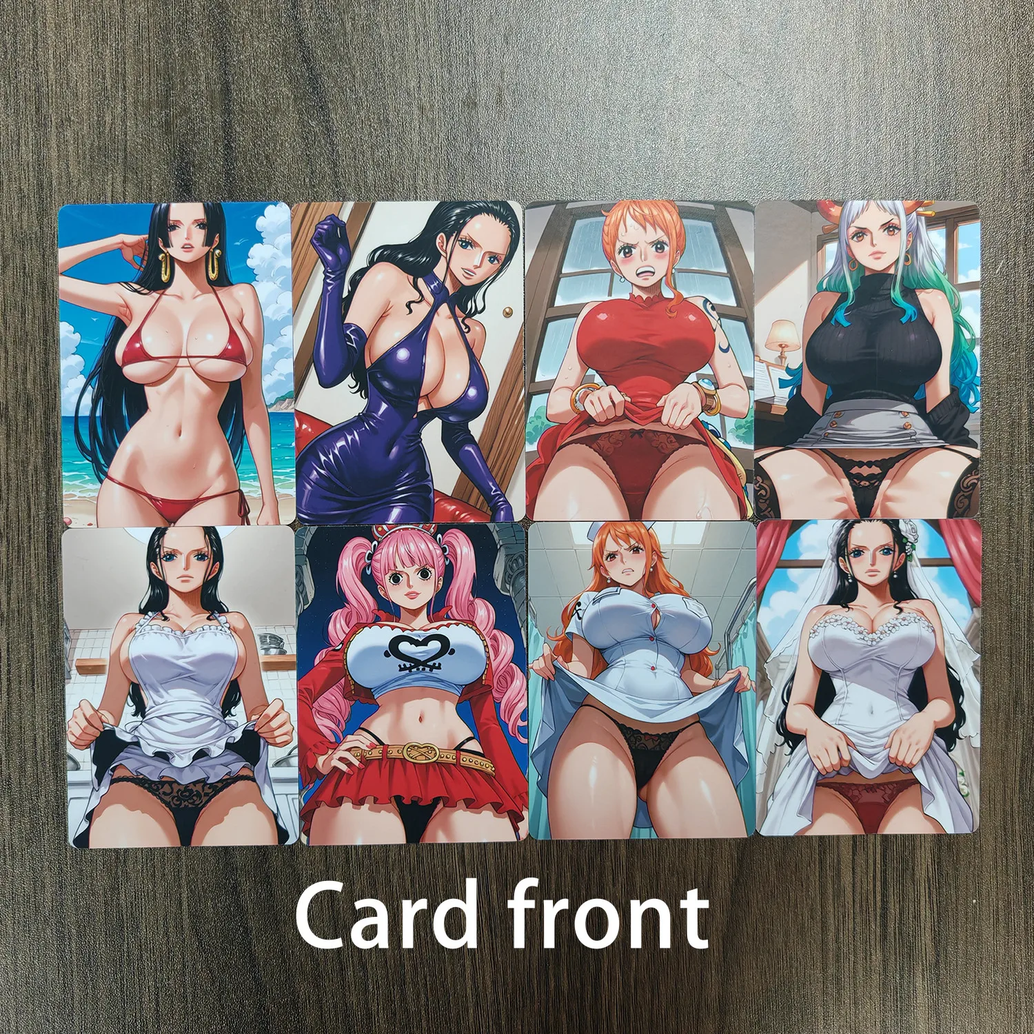 8PCS/set Animation Sexy Cards Adult Nude Cards Boa Hancock Nami Nico Robin Perona Double Sided Mosaic-free Collection Card 18+