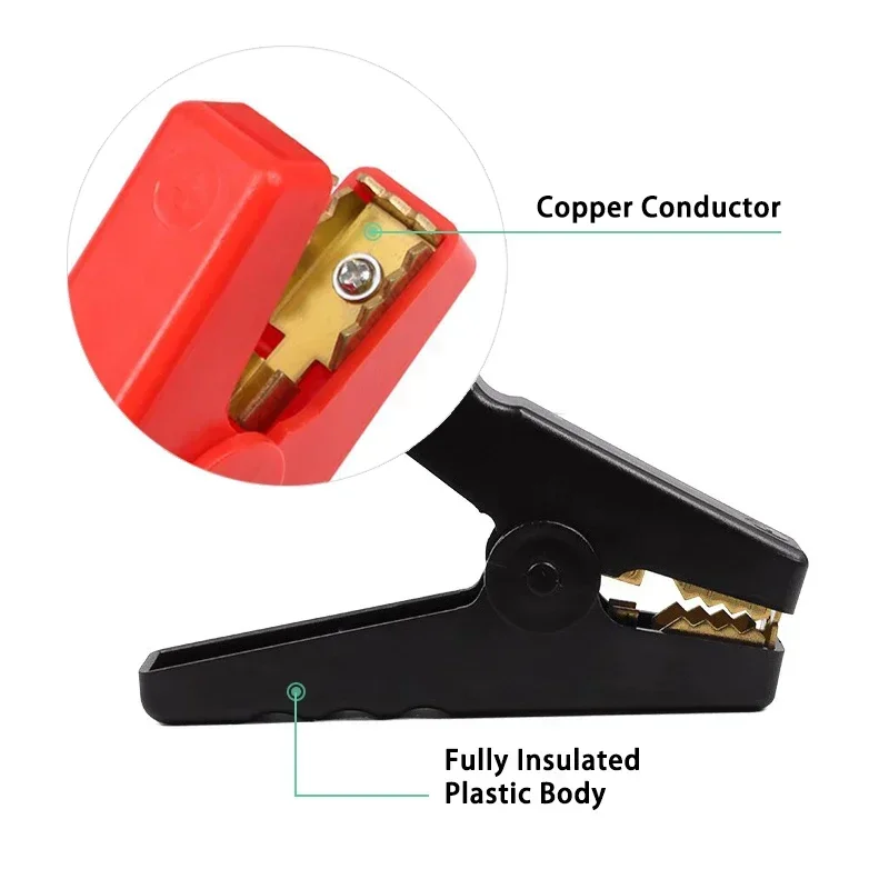 1~10 Pairs 300A Copper Crocodile Clips Black+Red Set for Car Caravan Van Batteries Test Lead Plug Power Connector Battery Clip