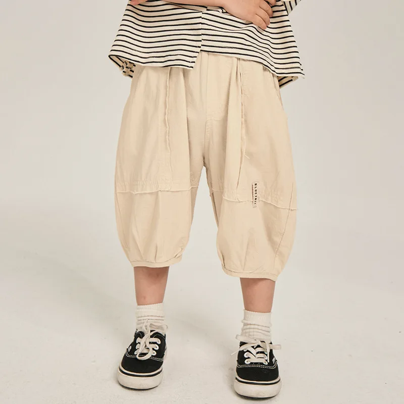 Baby Boy Pants Children Boys Summer Children Korean Cropped Pant Children Splicing Casual Pants Thin Fashion Comfort Pants