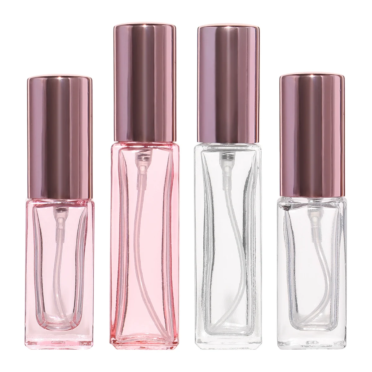 

Розовый/прозрачный портативный квадратный многоразовый флакон для духов с насосным распылителем, розовая Крышка для эфирного масла, 6/12/24 шт., 5 мл/10 мл