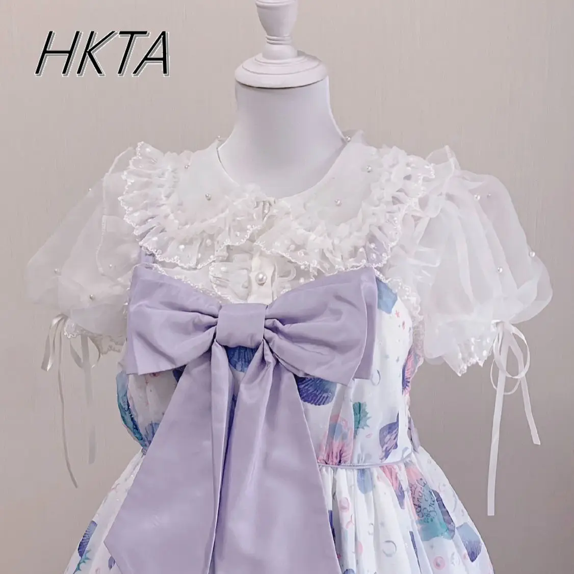 

Sweet Cute Pleated Doll Collar Summer Thin Blusas Women Kawaii Girl Lolita Bubble Short Sleeve Polka Dot Mesh Shirts Top Women