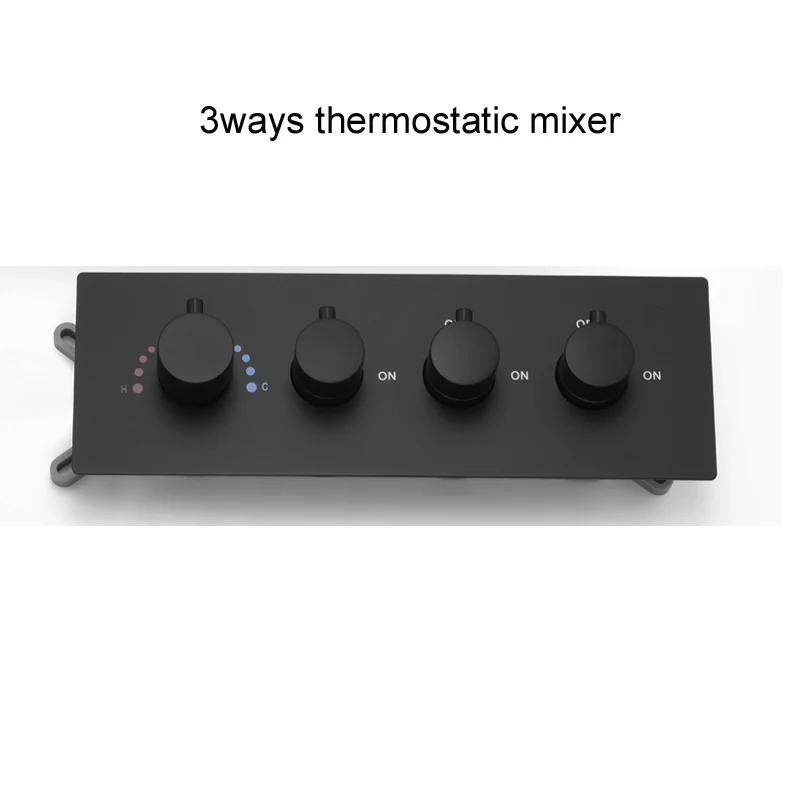 HM Badkameraccessoires Thermostatische douchekraan Messing Zwarte douchekranen Schakelaar 2/3/4 functies Verborgen bediening