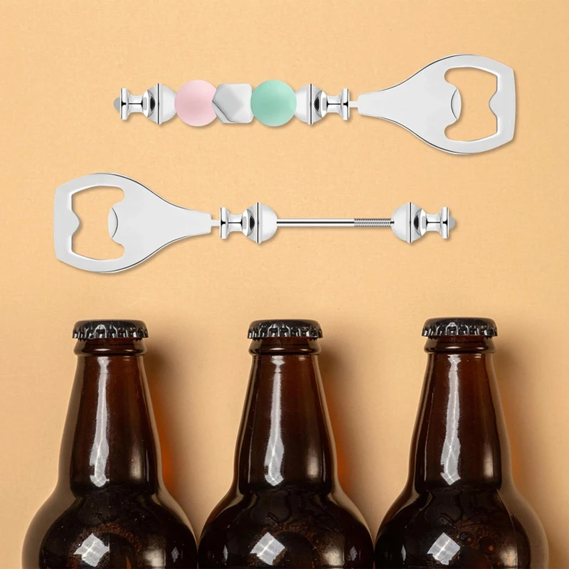 10 Pack Beadable Beer Opener Flat Beer Bottle Opener Decorative Beaded Bottle Opener DIY Bead Bottle Opener