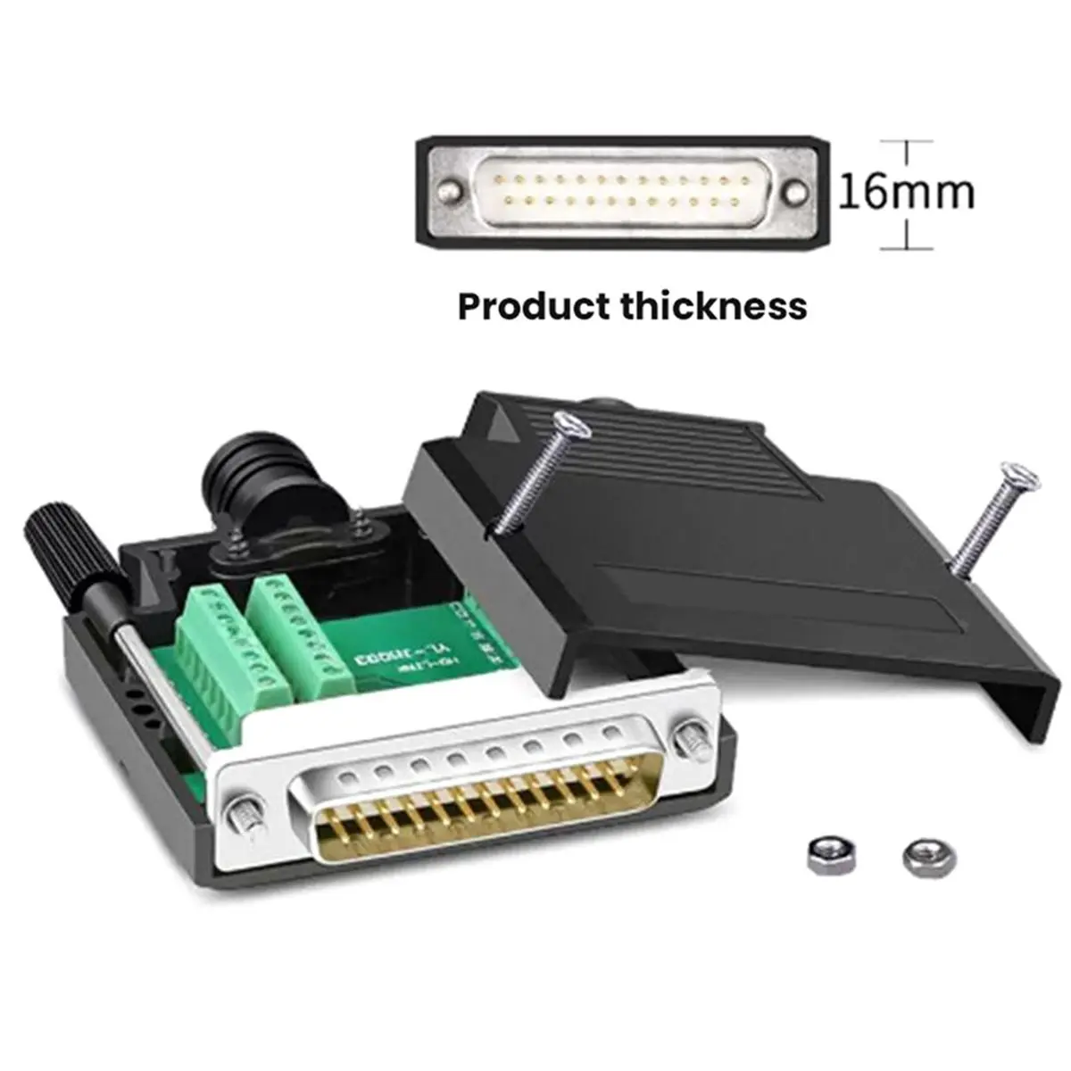 A50U 2-Row DB25 Male Female Solderless Connector D-Sub 25Pin Serial Port Plug Industrial Wire Parallel Port Breakout Terminal
