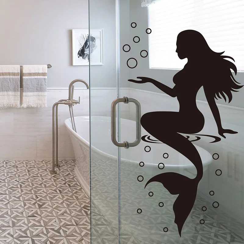 1PCS Solid Color Mermaid Children Bedroom Bathroom Porch Home Wall Decoration Wall Stickers Self-Adhesive