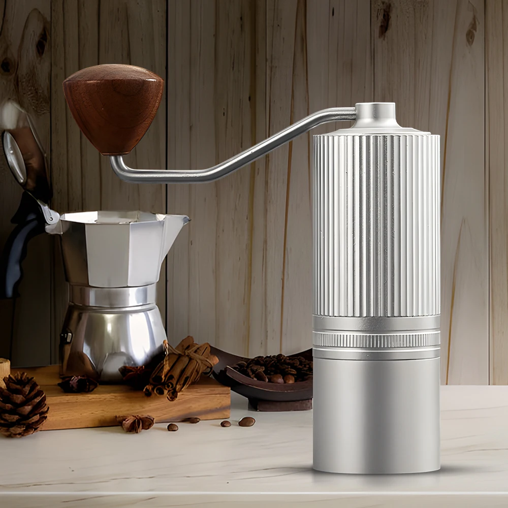 Manual Coffee Bean Grinder Portable Hand Coffee Mill with CNC Stainless Steel Conical Burr Double Bearing Positioning