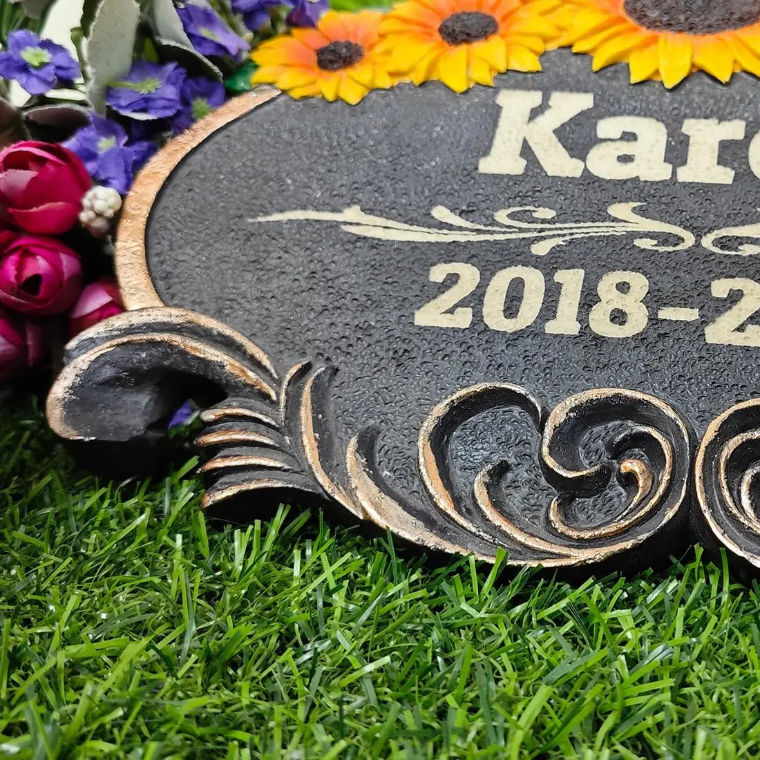 Personalized Sunflower Pet Memorial Stone, Custom Dog Memorial Stone, Cat Memorial Stone by Waterproof Resin, Dog Loss Gift