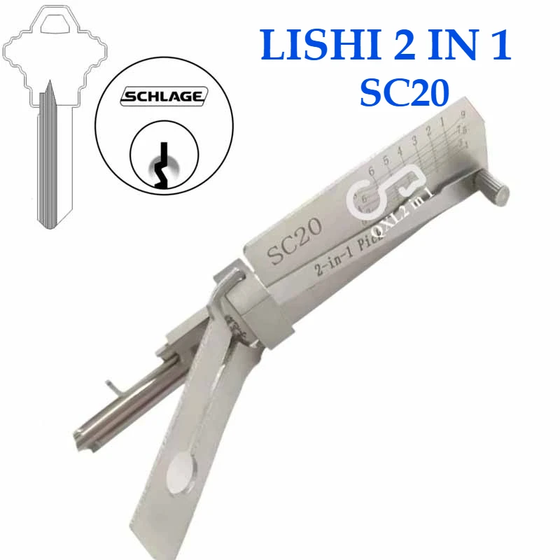 

SC20 Lishi 2in1 Kit Locksmith Tools for Civil Lock for Schlage Lock C/ L Keyway for Schlage Master Key Series Pick & Decoder