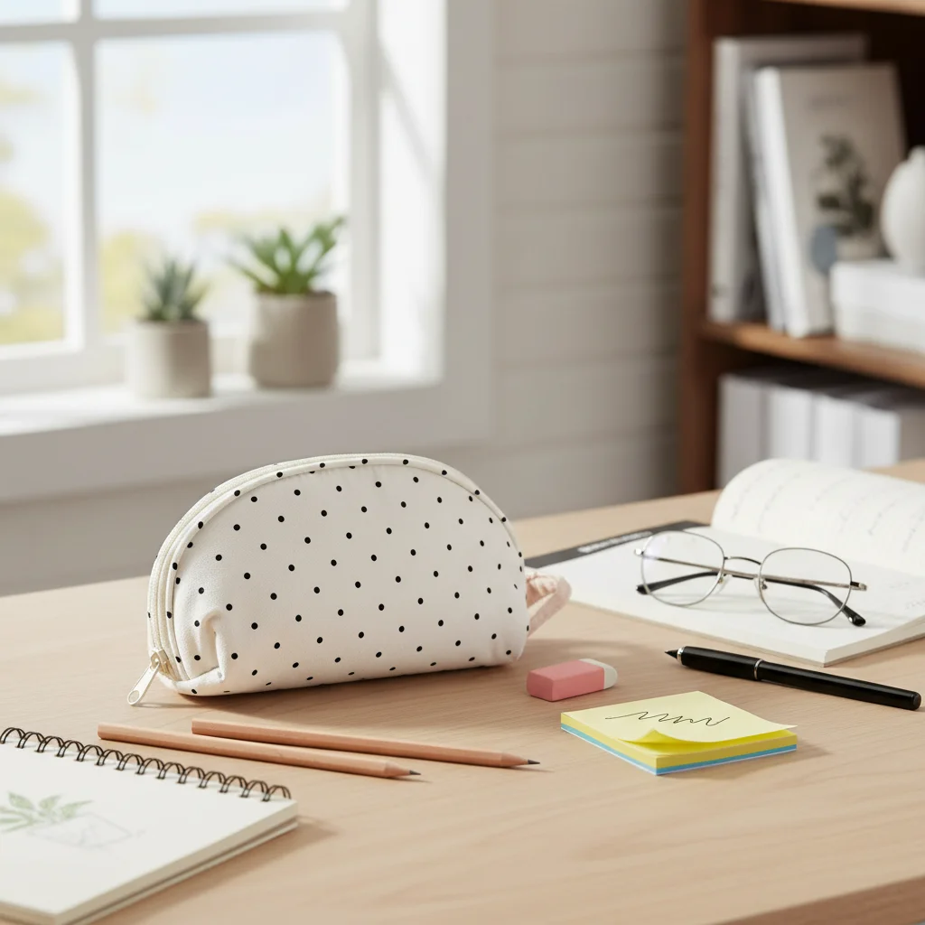 Korean INS Polka Dot Pattern Pencil Case Handheld Design Large Capacity Pencil Pouch Stationery Organizer Students Gift