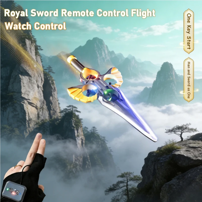 Drone aliante con spada volante RC acrobatica a 3 velocità - Funzionamento con onda manuale/controller con luci a LED per divertimento aereo (bambini a adulti)
