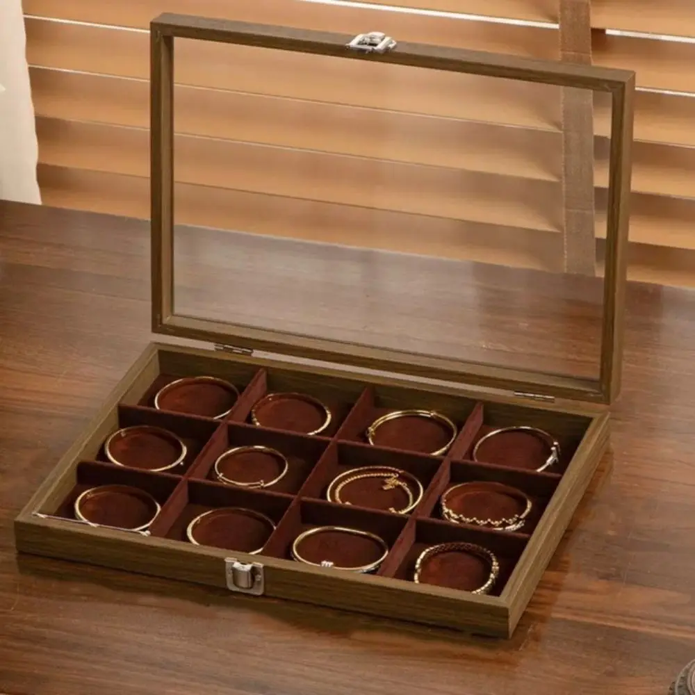 Velvet Wooden Jewelry Tray Dust-proof Large Capacity Jewelry Storage Box Organizer Necklaces Bracelets Jewelry Holder Case