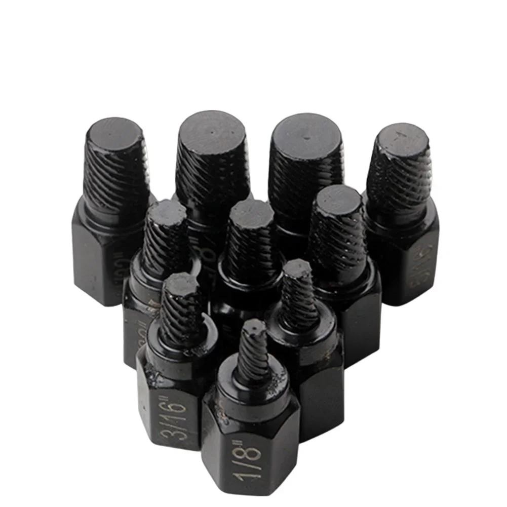 

10Pcs/Set Damaged Bolts Nuts Screws Remover Extractor Removal Tool Set Threading Tool Kit Black Nuts Bolt Removal Kit