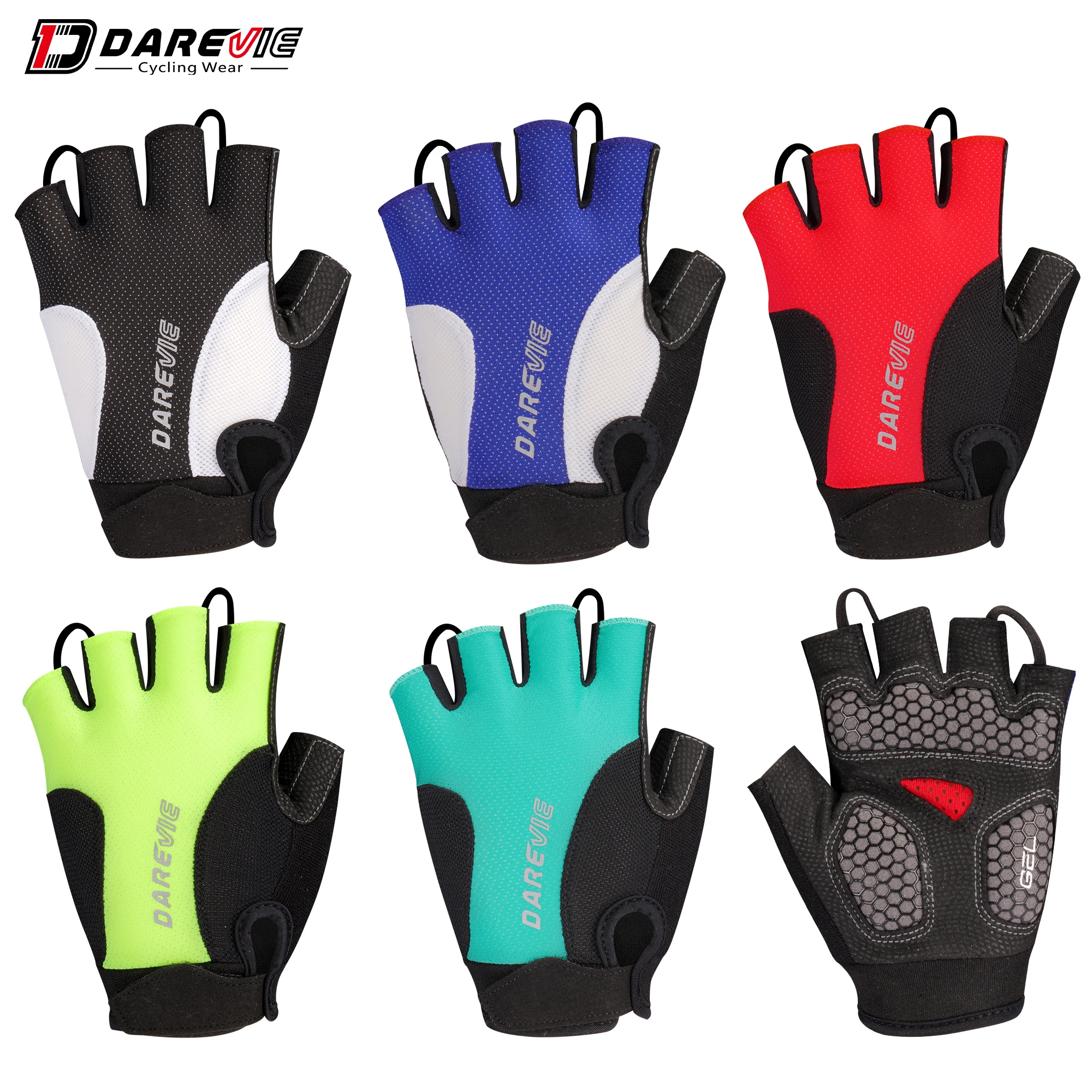 DAREVIE Cycling Gloves GEL Foam 60kg/m³ Shockproof Cycling Gloves Half Finger For Men Women Bionic Ergonomic MTB Gloves Pro Team