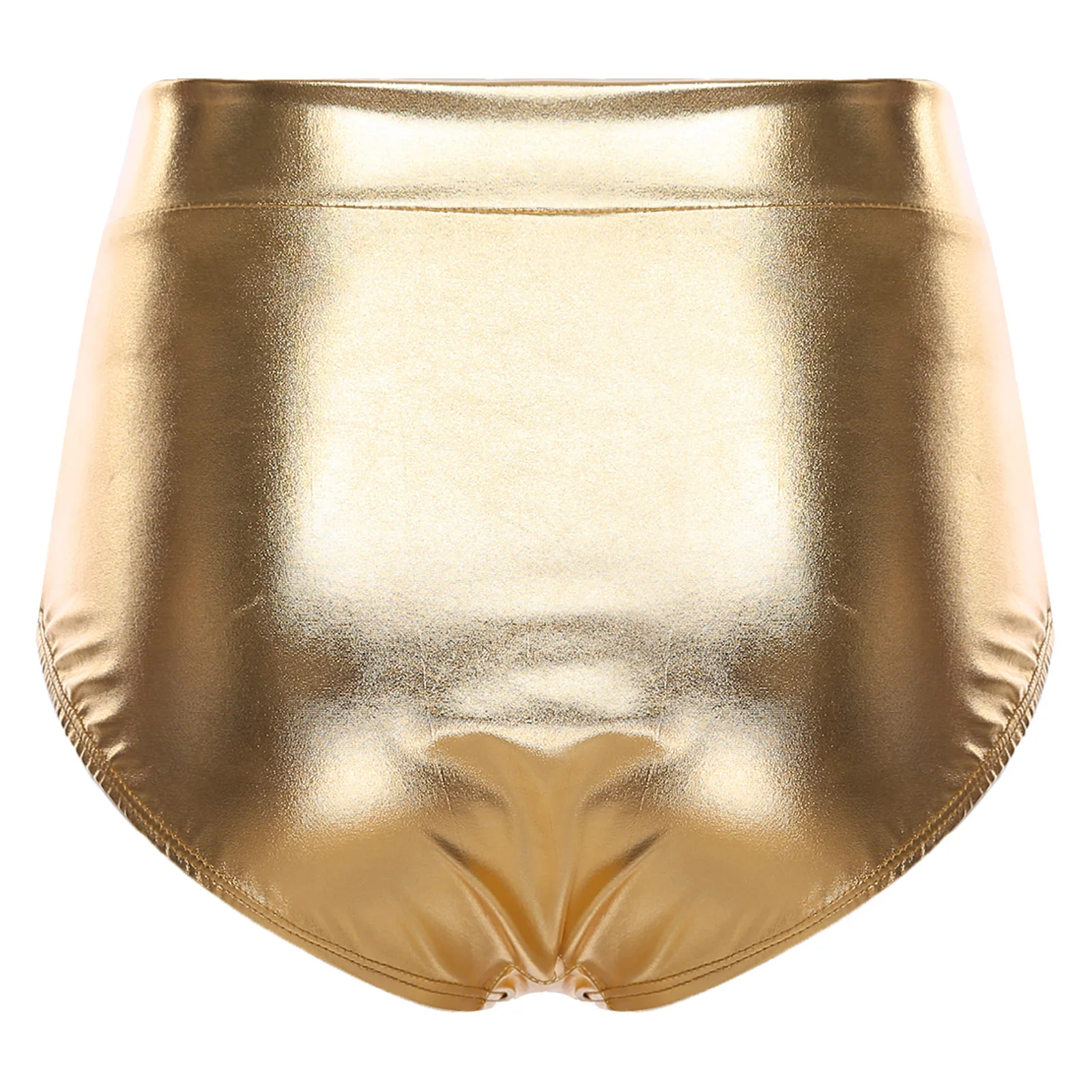 Pantaloncini da ballo per ginnastica con bottino metallico da donna adulta Cintura elastica Pantaloni caldi lucidi per pole dance Festival musicale Sport Yoga