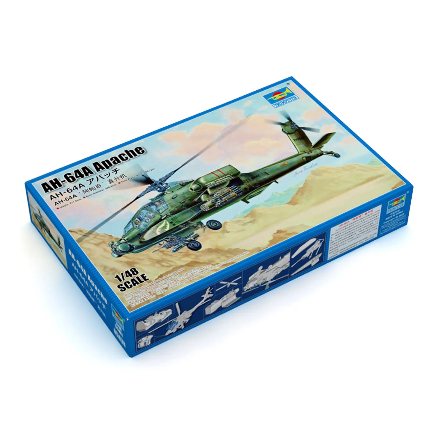 

Plastic Static Model Kit AH-64A Apache Helicopter 1/48 Trumpeter 05838 350+ Parts Display Collection Unassembled DIY Model