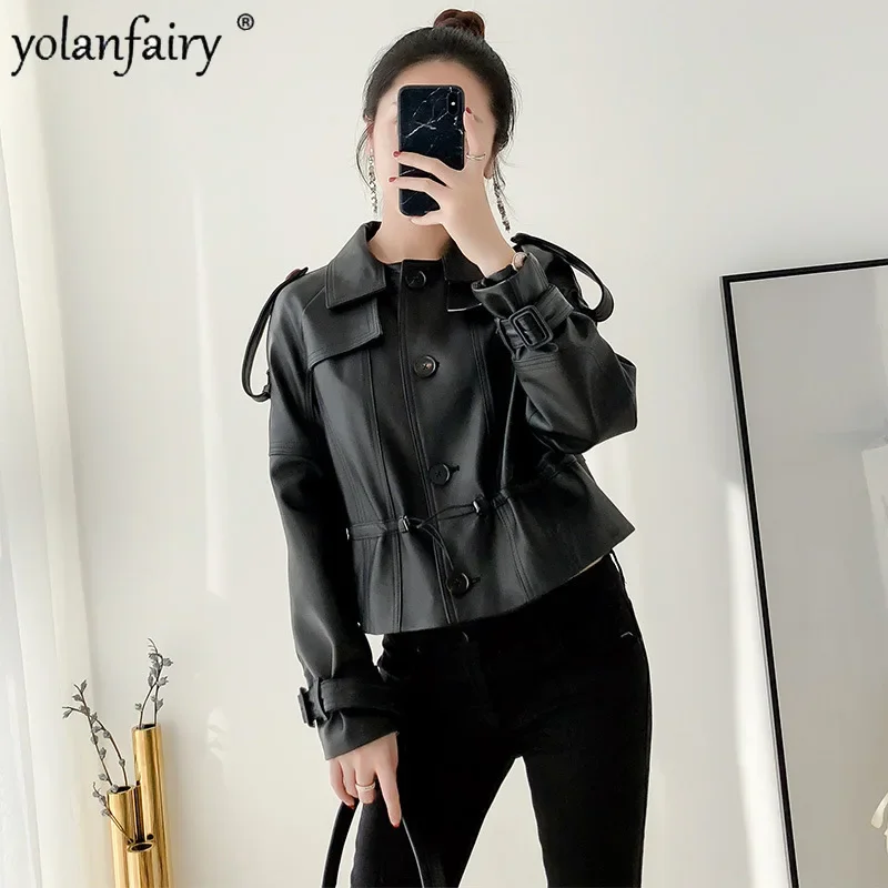 Genuine Leather Jackets for Women 2023 New Spring Autumn Casual Pure Sheepskin Natural Leather Jacket Female Fashion Short Coat