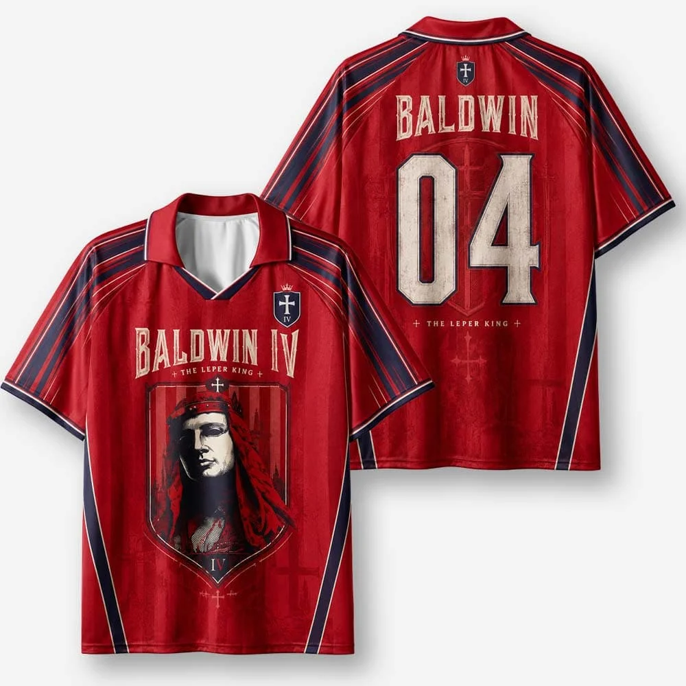 2026 New Lapel Polo Short Sleeved Shirt Retro Christian Cross Religious Pattern Printed T-shirt Fitness Training T-shirt