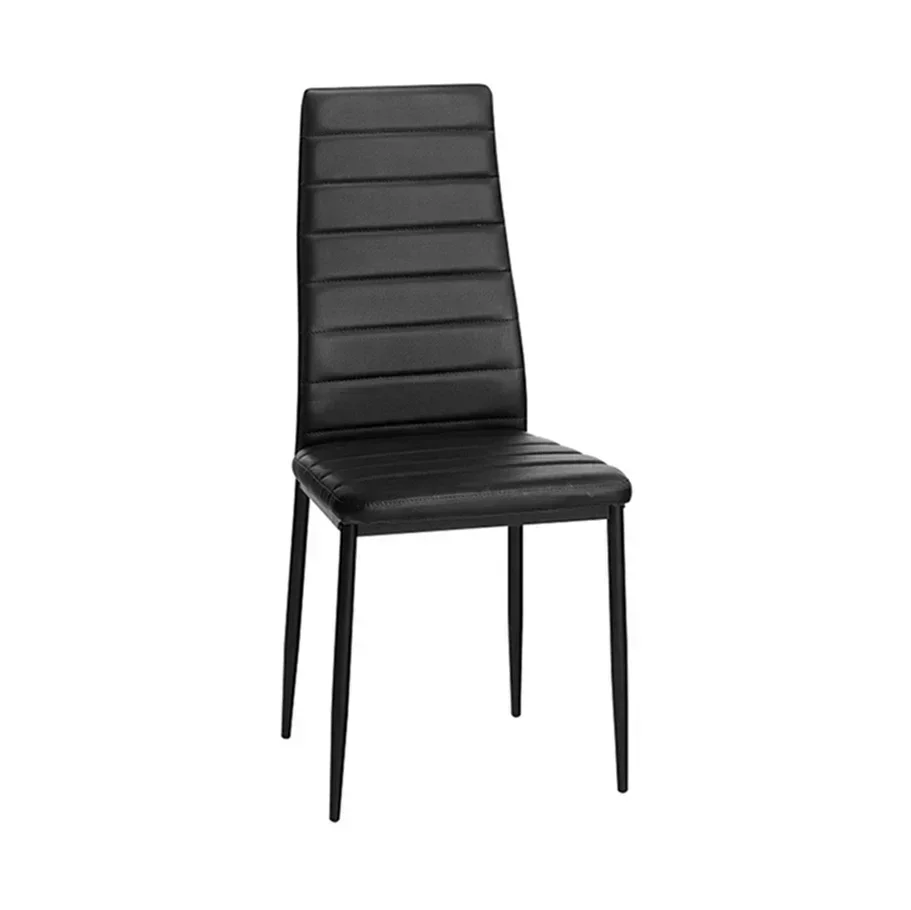 

Wholesale Modern Furniture Stainless Steel Black Colored Faux Leather Upholstered Nordic Cafe Kitchen Dining Room Chair