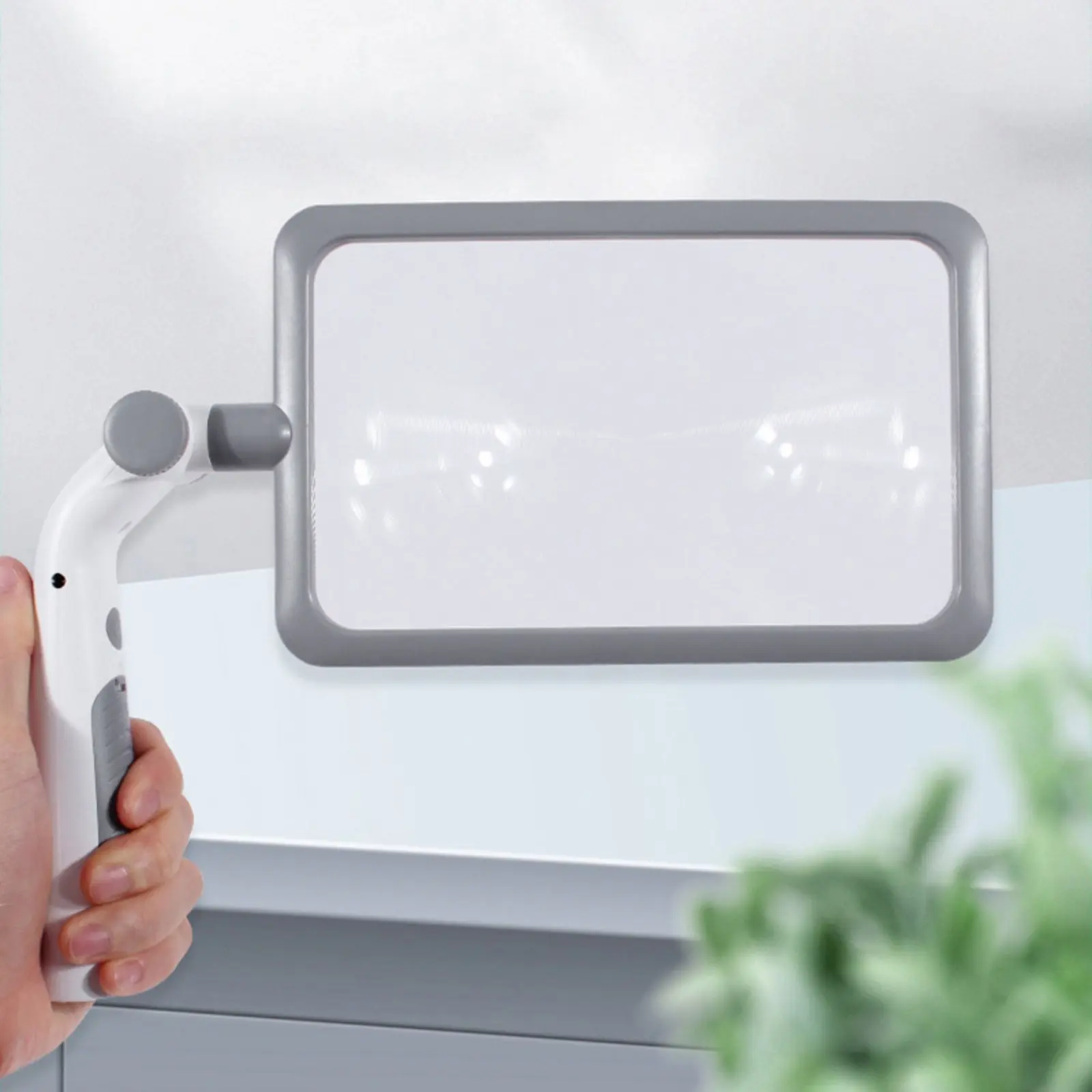 Square LED Magnifier Adjustable Color Temperature Handheld Magnifier Lamp LED Magnifying Glass Ergonomic Handle for Desktop