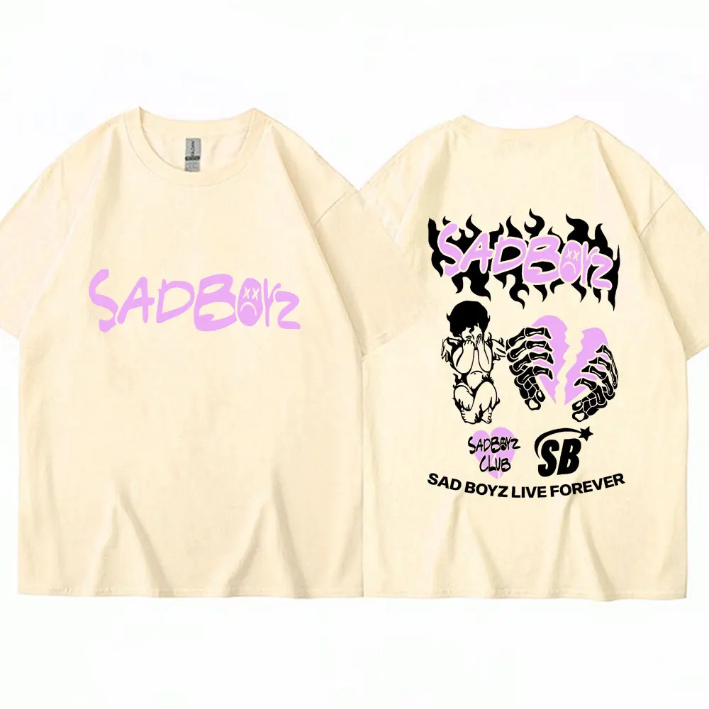 Singer Junior H Sad Boyz Graphic T Shirt World Tour Merch Men's Punk Harajuku T-shirts Oversized 100% Cotton Hip Hop Tees Unisex image 4