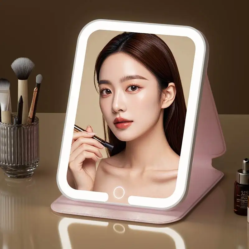 

Портативное умное зеркало с LED-подсветкой и высоким разрешением, настольное зеркало для студенческого общежития, одностороннее стеклянное зеркало в стиле Ins