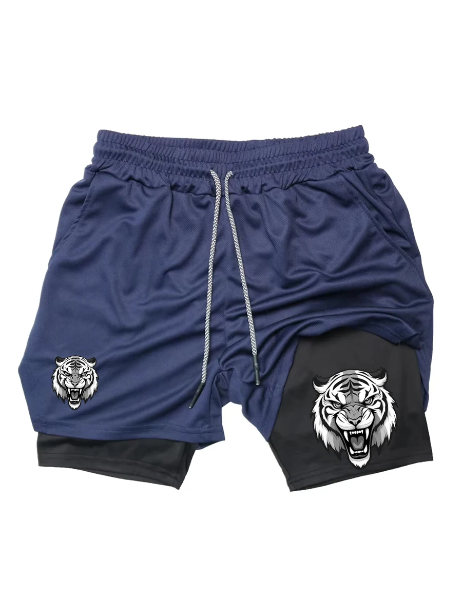 

Summer Men's 2-in-1 Workout Shorts Quick Dry Breathable Mesh Running Gym Training Shorts ZY0092