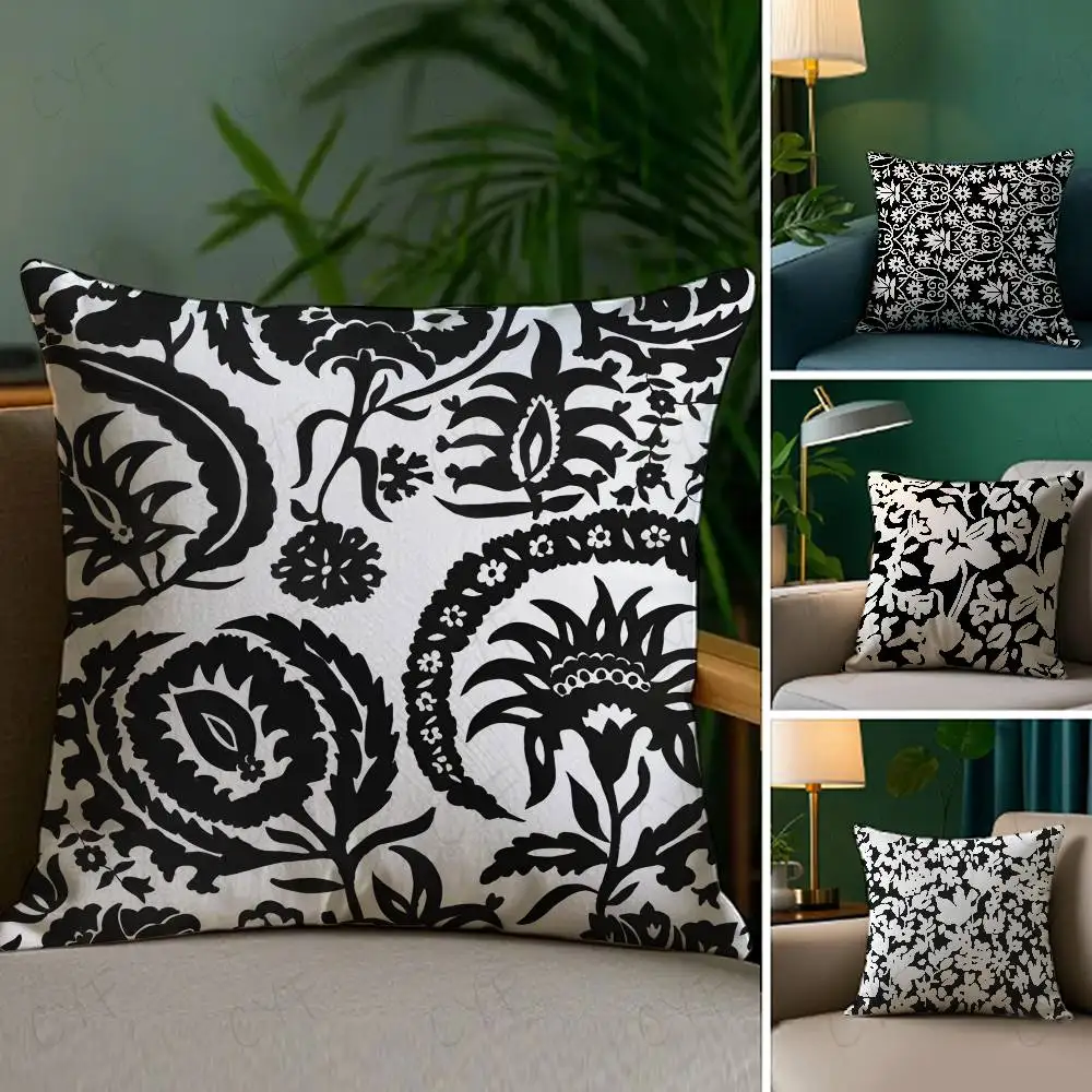 

black and white pattern Pillow Case Custom Printed Brushed Fleece Pillow, Baby Skin-Touch, Eco-Friendly Dye-Sublimation Cushion