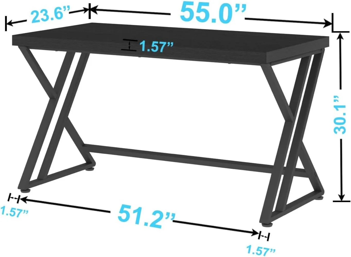 Mesa de computador preta LVB, mesa de escrita moderna para jogos para escritório doméstico, mesa de trabalho de estudo de computador de metal