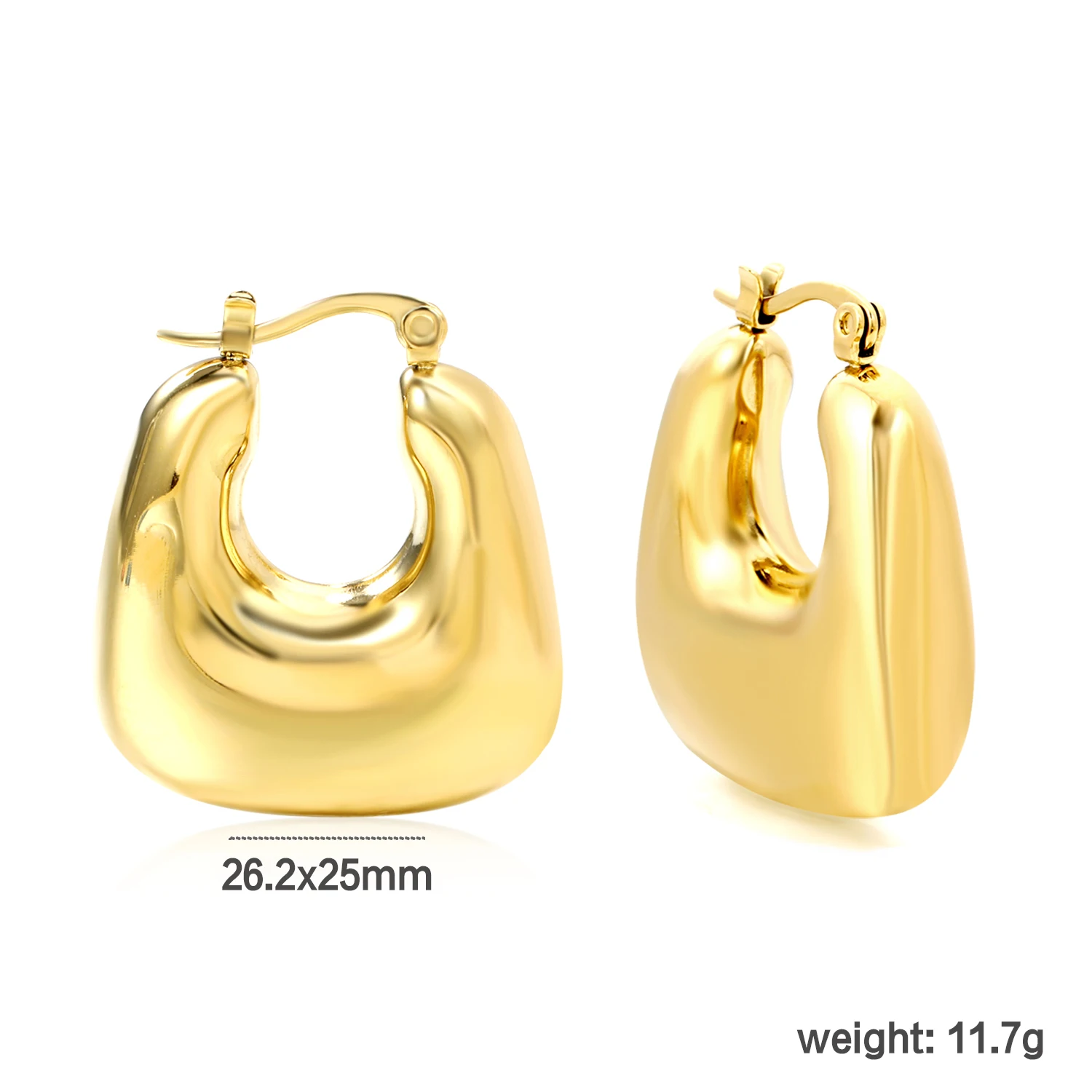 LUXUSTEEL Chunky Hollow Hoops Earring For Women Stainless Steel Geometric Gold Plated Drop Earrings Jewelry Party Gifts Bijoux