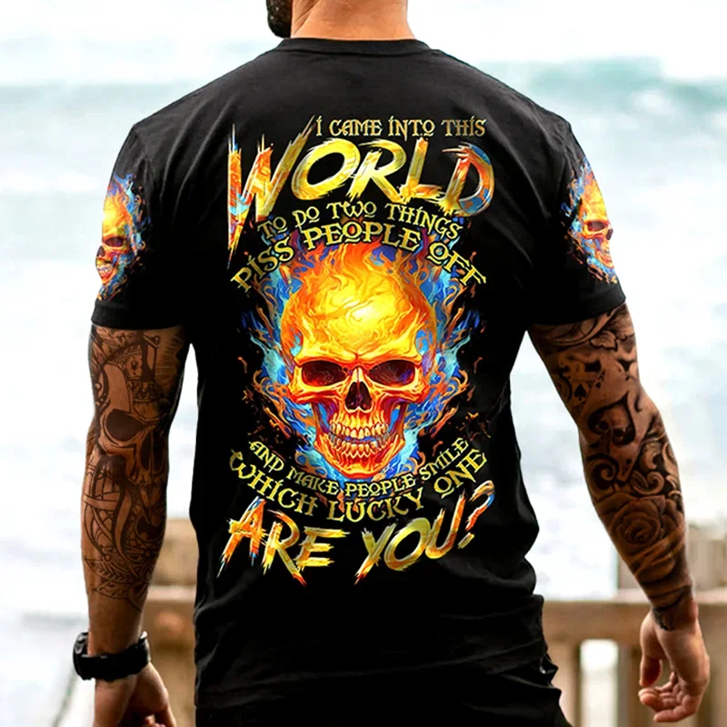 

Vintage T-shirts For Men Shirts Short Sleeve Tops Skull Graphic Clothing O Neck Oversized Streetwear 5xl Summer Men's Shirt Tees