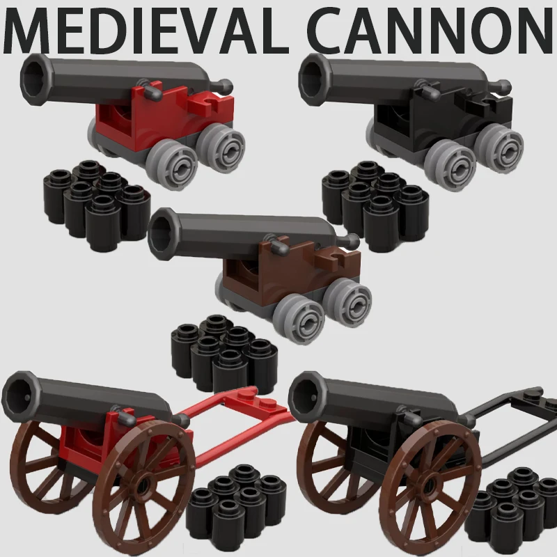 

MOC Medieval Military Pirate Cannon Series Building Blocks Castle Soldier Figures Knights Accessories DIY Bricks Kids Toys
