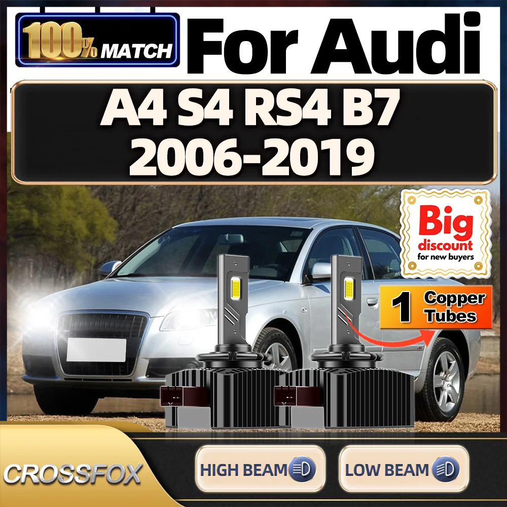 

CROSSFOX【For Audi A4 S4 RS4 B7 2006-2019】Canbus Car LED Xenon HID Headlight Bulbs Super Bright Turbo Upgrade Headlamp Ampoules