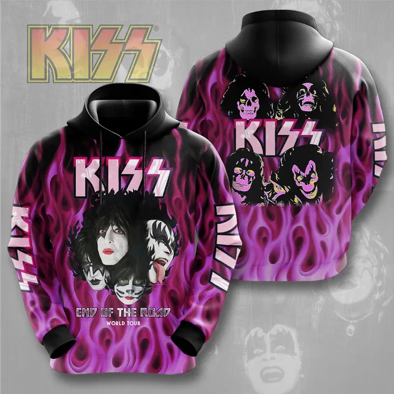 2025 Rock Band Kiss Hoodies 3Dพิมพ์ผู้ชายผู้หญิงHip Hopขนาดใหญ่Pullover Hooded Sweatshirtsแฟชั่นStreetwear Man Hoodies